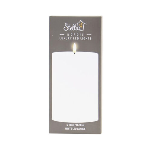 Stellar Haus White Pillar Indoor LED Candle With Timer  20x10cm