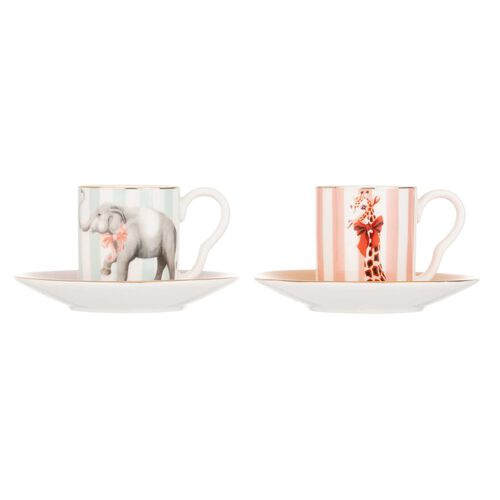 Yvonne Ellen Animal Espresso Cup & Saucers (Set of 2)