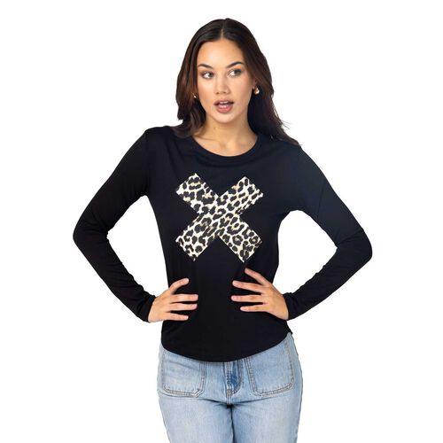 Stella + Gemma Long Sleeve Tee Leopard Cross