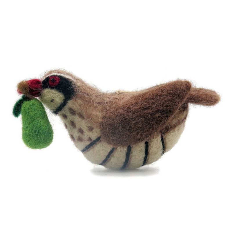 Amica Felt Partridge With A Pear 10cm image number 0