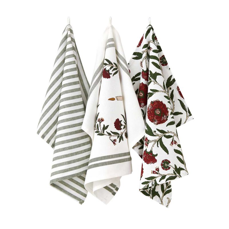 Wallace Cotton Festive Flora Tea Towel Set 3 image number 0