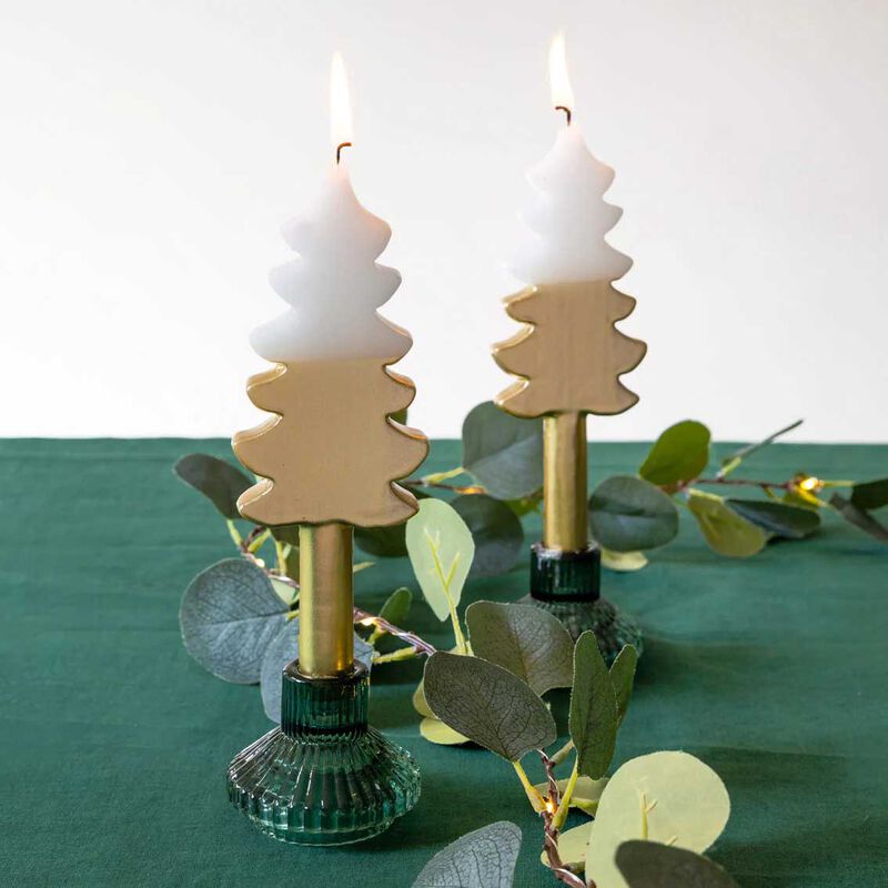 Talking Tables White & Gold Tree Shaped Candles - 2 Pack image number 1