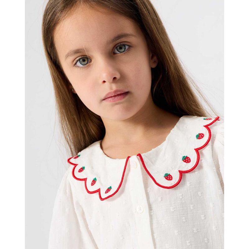 Goldie + Ace Scallop Collar Strawberry Cropped Blouse 3-5Y image number 2