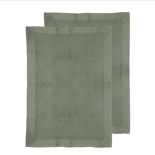 Ladelle Ollie Waffle Green 2Pk Kitchen Towel