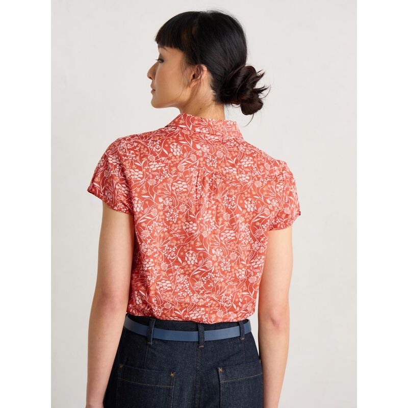 Seasalt Cornwall Rushmaker Shirt Sketched Field Papaya image number 1