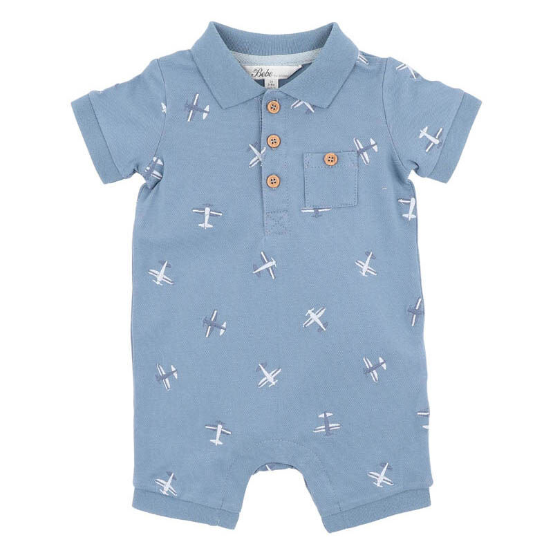Bébé Harlan Embroidered Ss Polo Romper image number 0