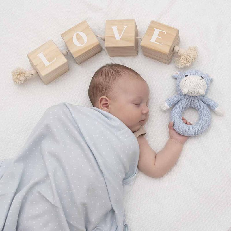 Living Textiles Whimsical Knit Rattle - Henry Hippo image number 2