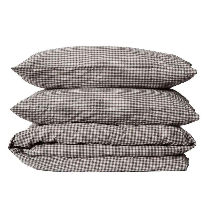 Città Gingham Organic Cotton Duvet Cover Cocoa K 245x210cm image number 0