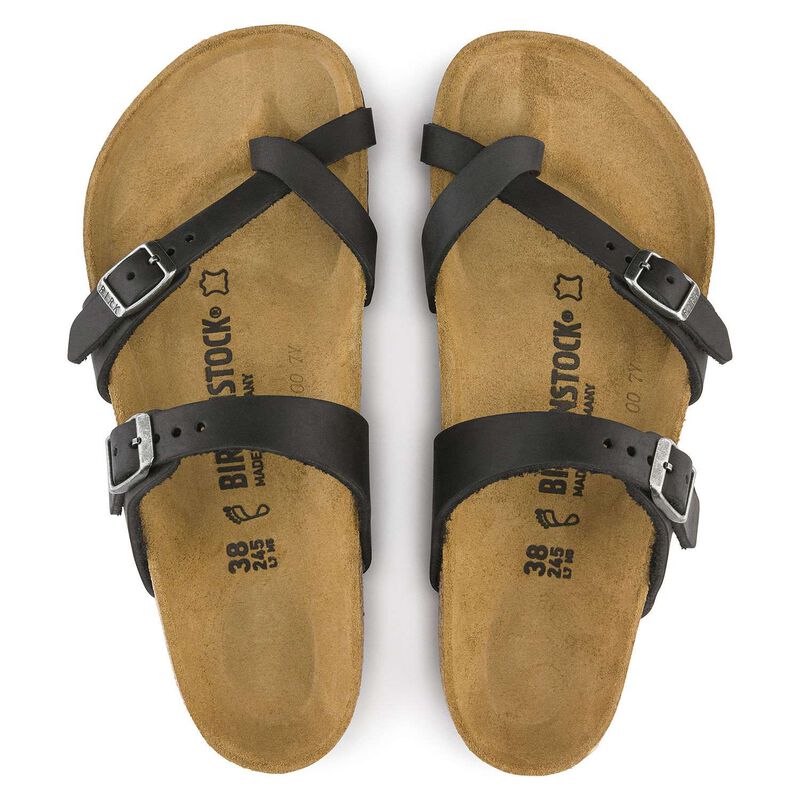 Birkenstock Mayari Oiled Leather Black Regular Width Sandal image number 3