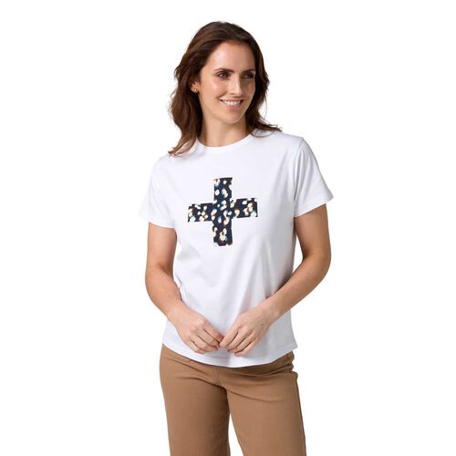 Stella + Gemma Ace Tee Leopard Cross White