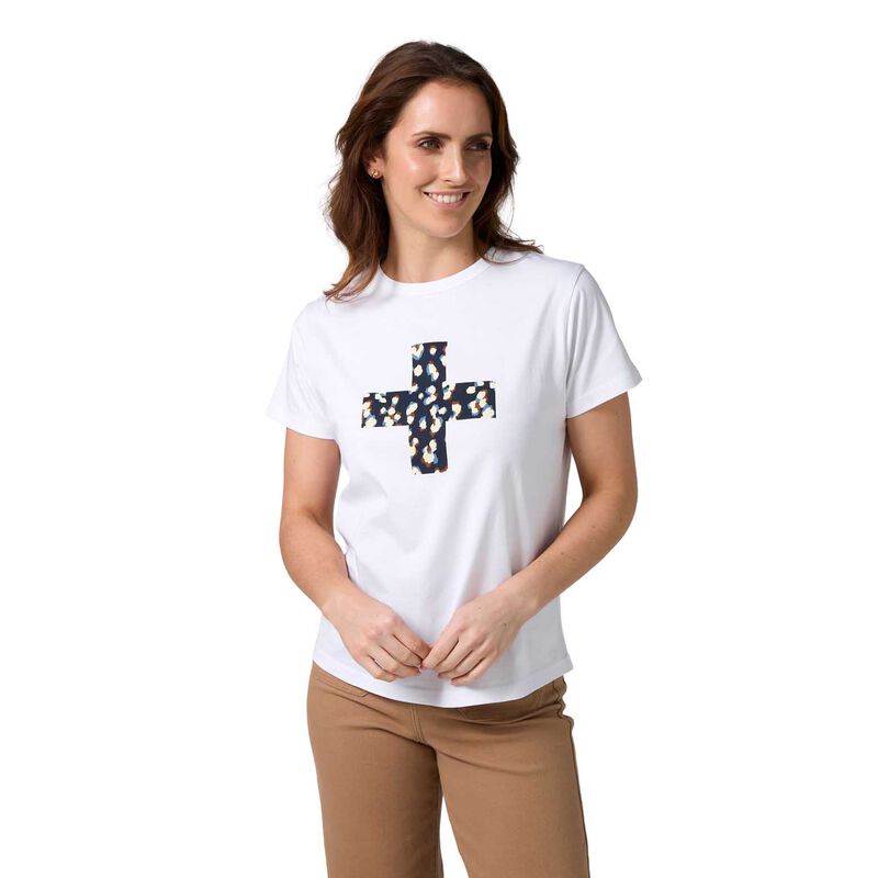 Stella + Gemma Ace Tee Leopard Cross White image number 0