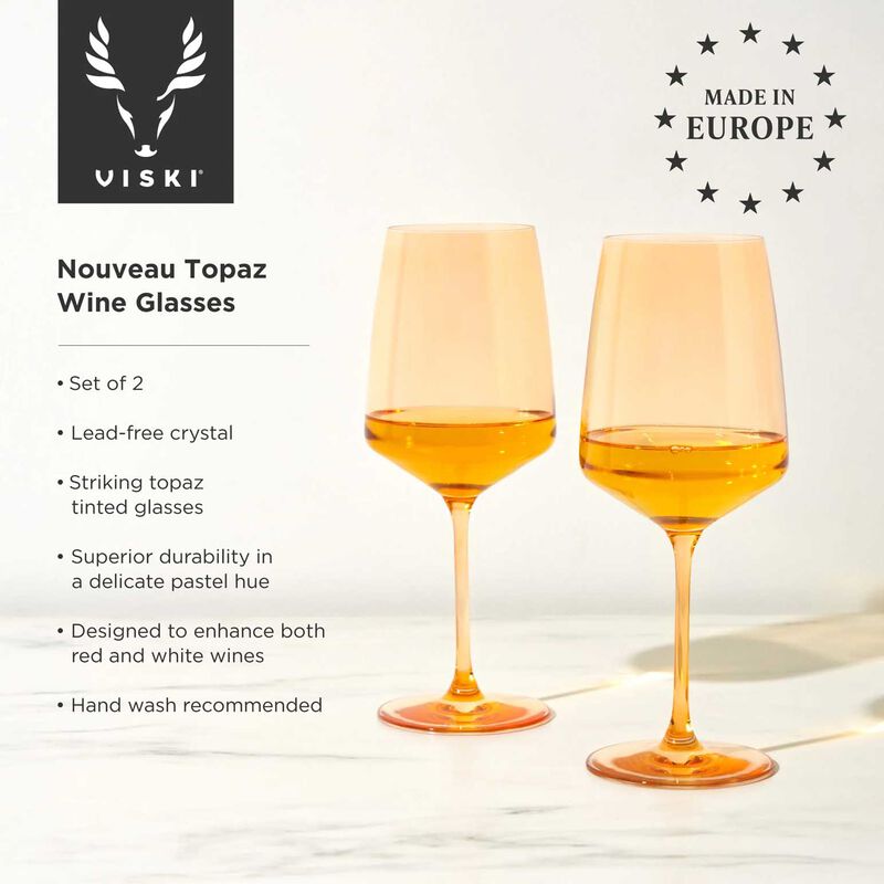 Viski Reserve Nouveau Wine Glasses in Topaz, Set of 2 image number 2
