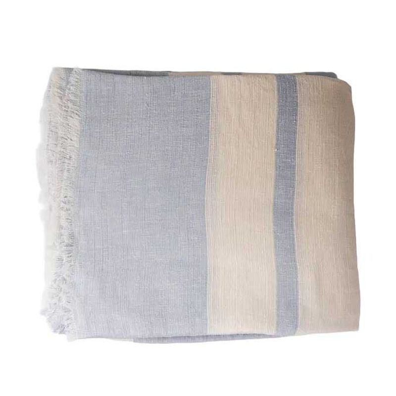 French Country Stripe Linen Tablecloth Pale Blue Small image number 0