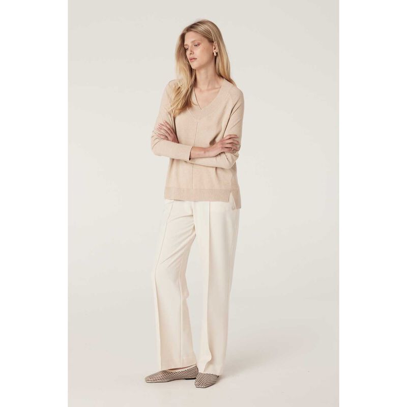 Cable Cotton Cashmere V Neck Jumper image number 3