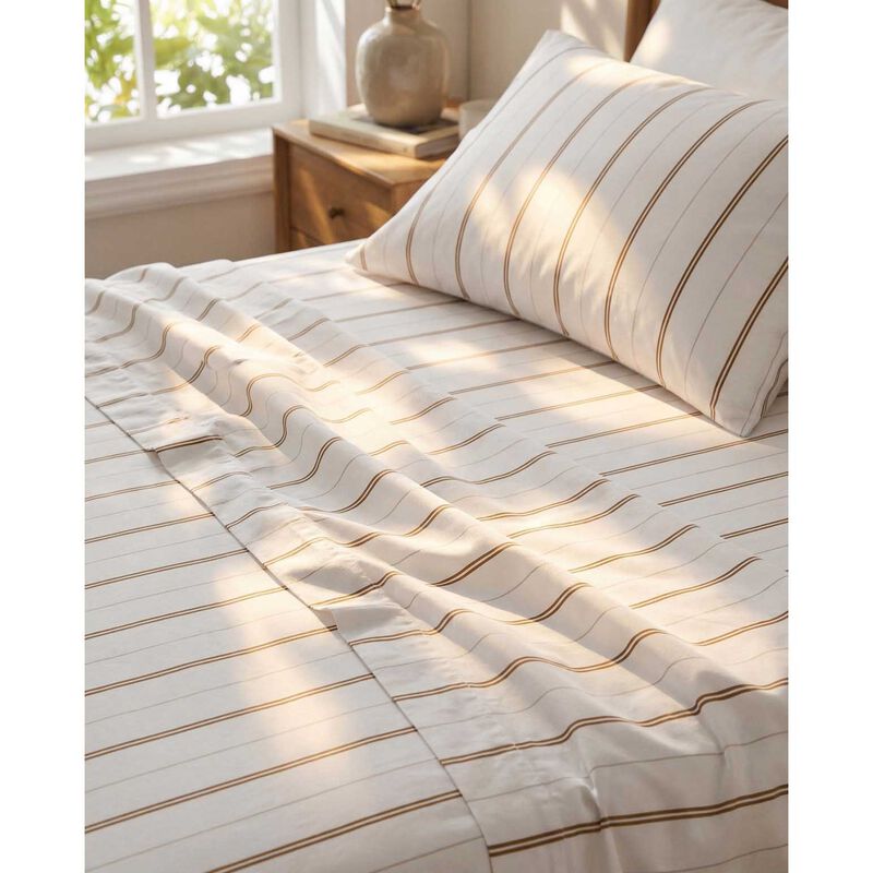 MM Linen Cape Stripe Pillowcase Set - Ochre image number 1