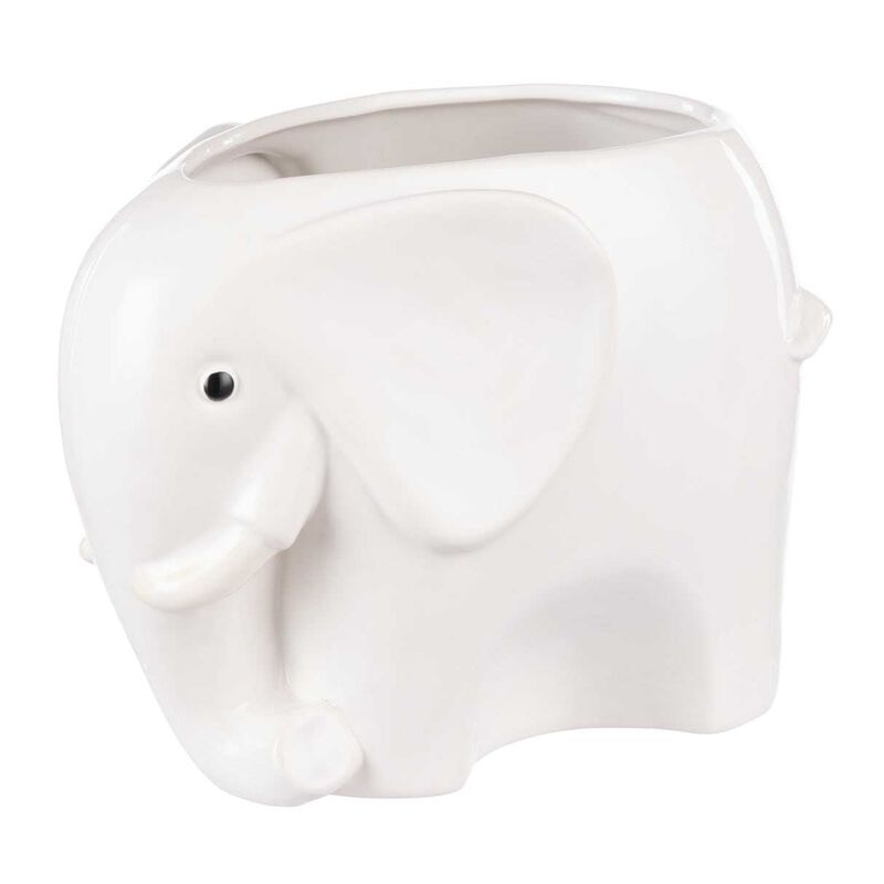 Emporium Brynlee Elephant Vase Wide - White image number 1