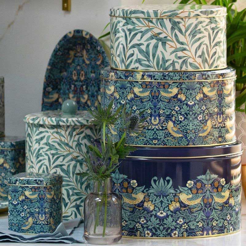 Arts & Crafts Set Of 3 Round Cake Tins Blues image number 1