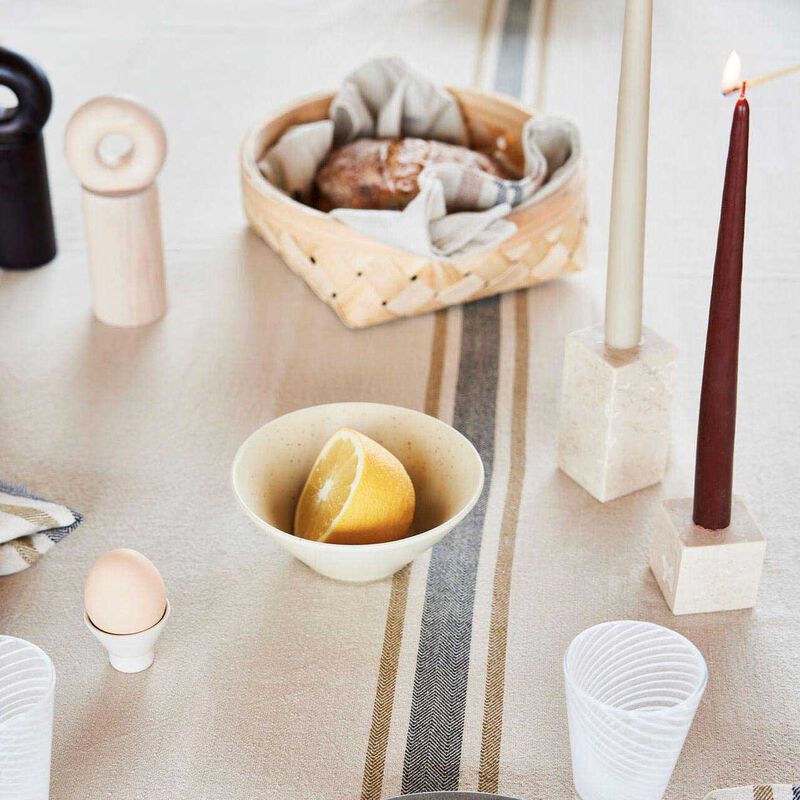 OYOY Savi Square Marble Candle Holder Low - Beige image number 1