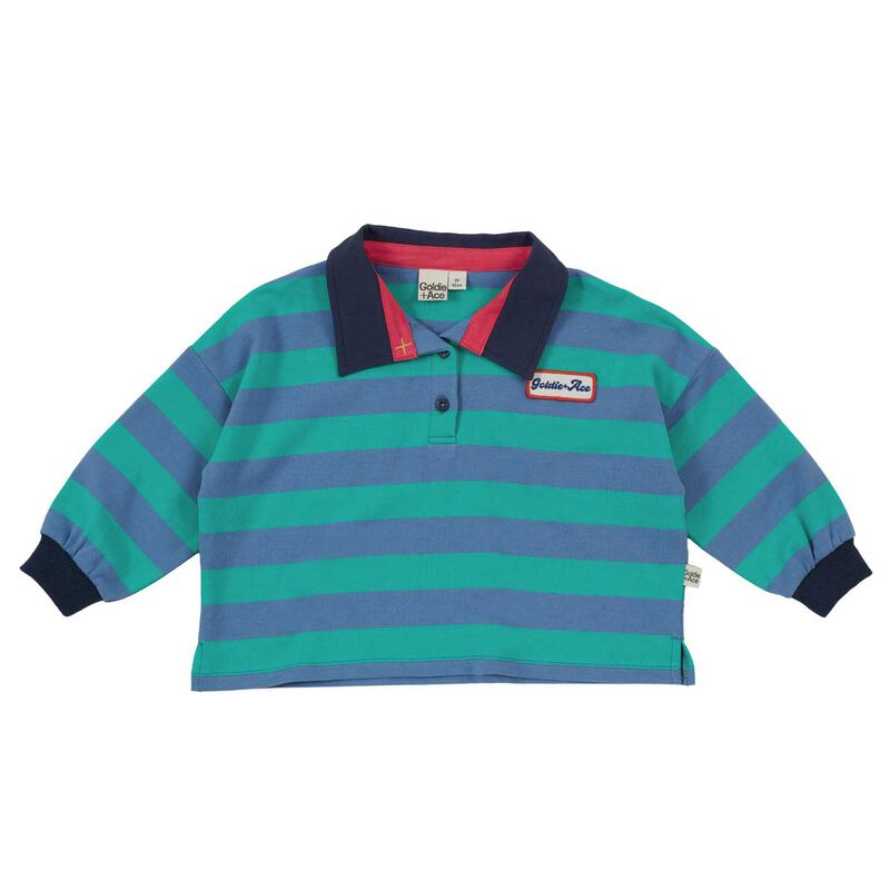 Goldie + Ace Rugby Stripe Terry Sweat Top Blue 3-5Y image number 0