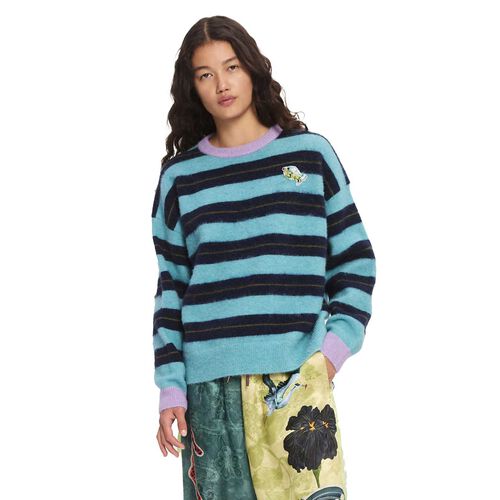 ALÉMAIS Domenica Teal Stripe Sweater