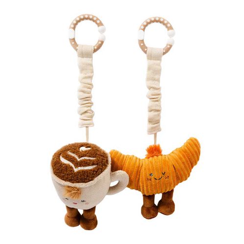 Living Textiles Plush Stroller Toy 2Pk - Coffee & Croissant