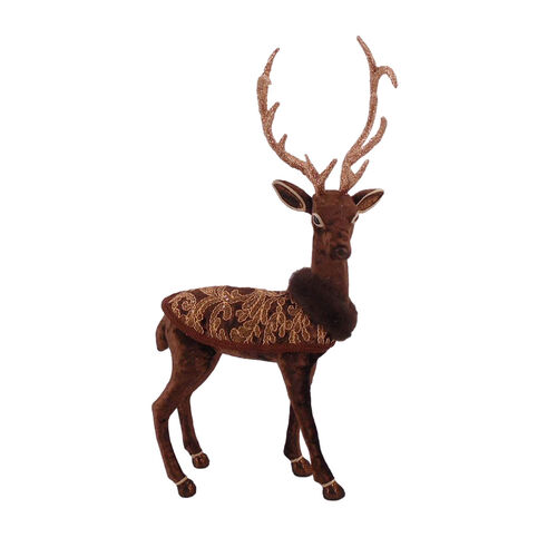 Brown Deer With Brocade Coat Standing 36x16x58cm