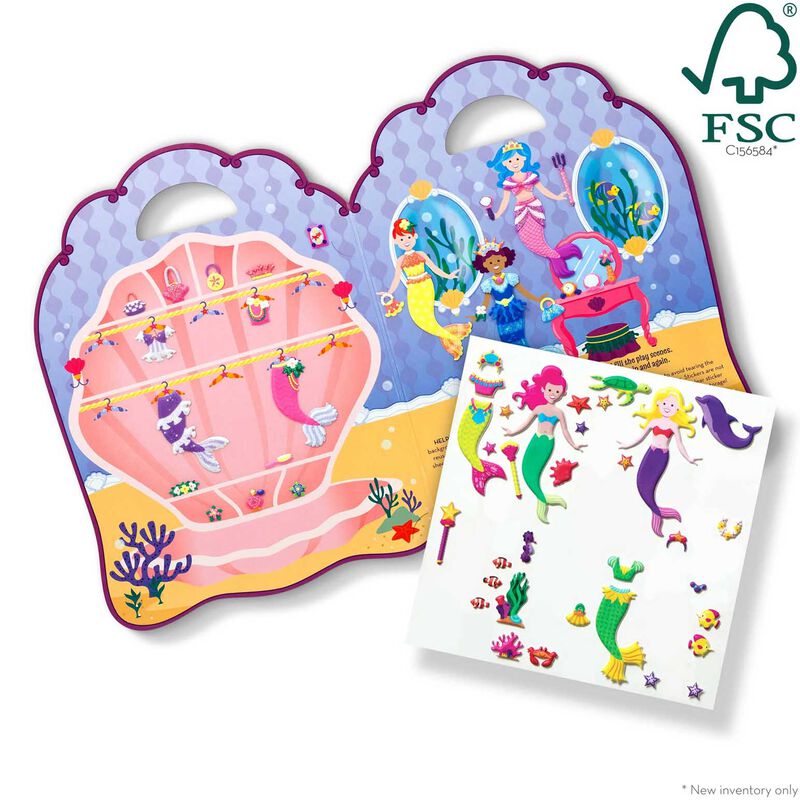 Melissa & Doug Reusable Puffy Sticker Play Set - Mermaid image number 2