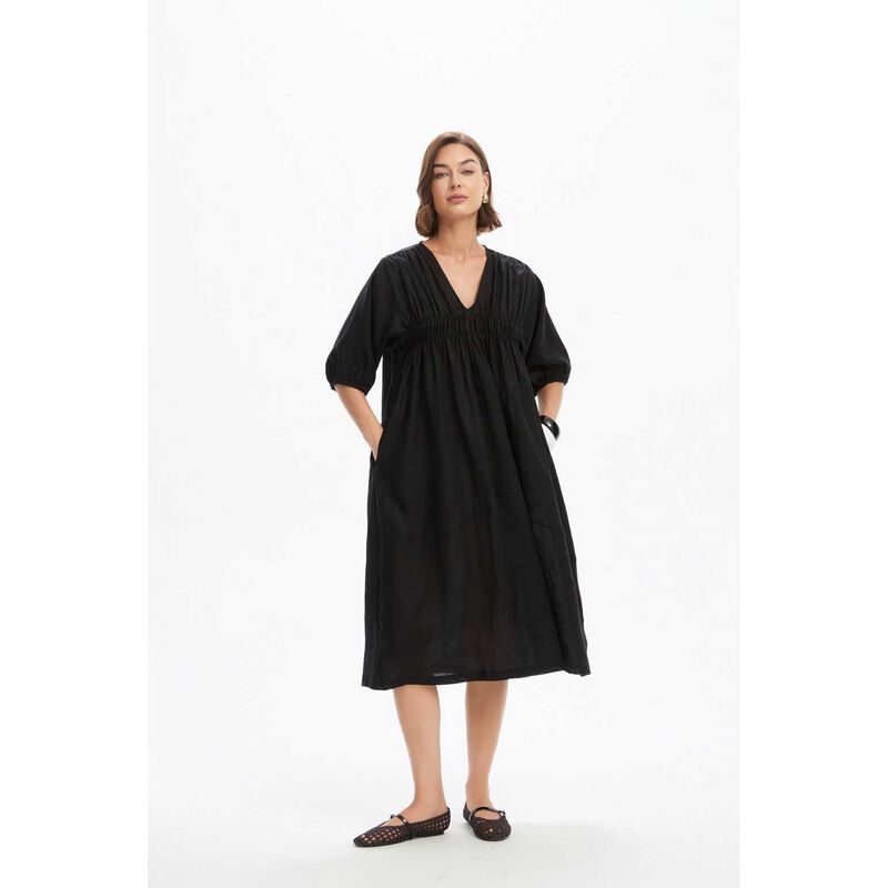 TIRELLI Puff Sleeve Gather Front Dress image number 3