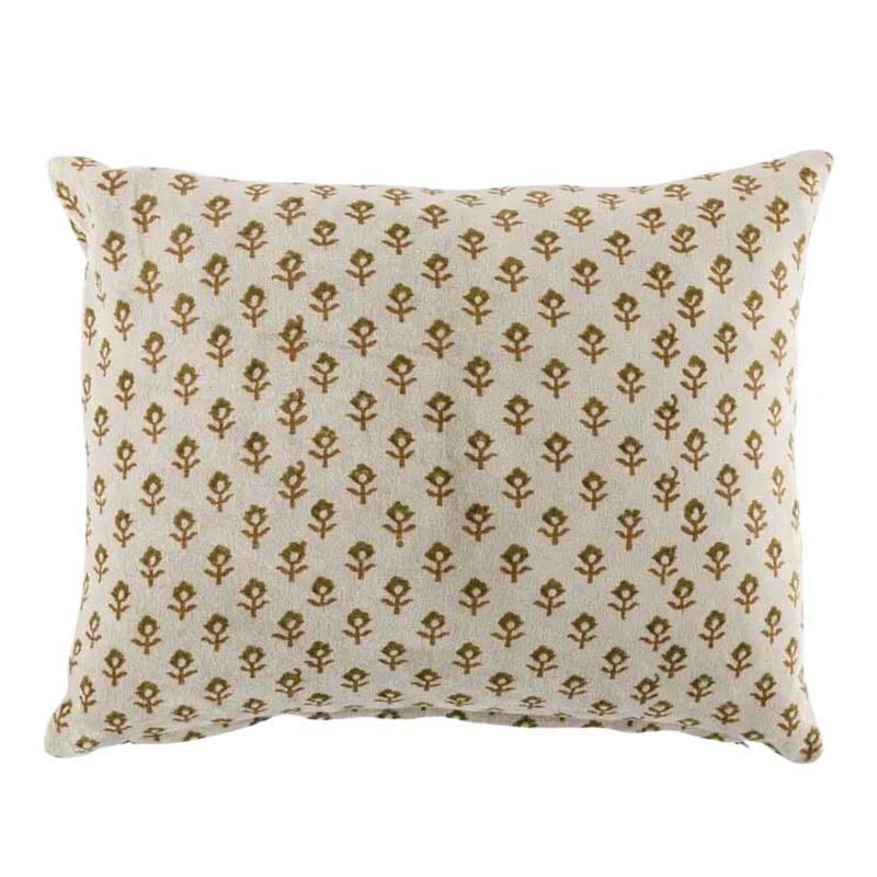French Country Flower Handblock Velvet Cushion Cover image number 0