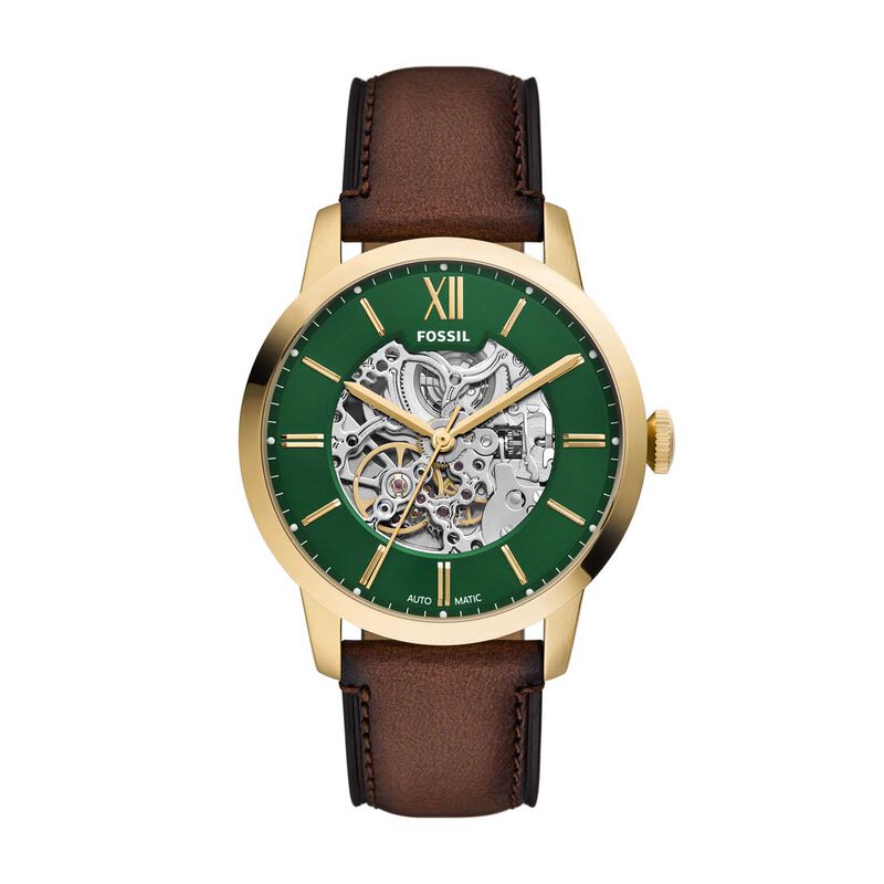 Fossil Townsman 44mm Automatic Brown Leather Watch image number 0