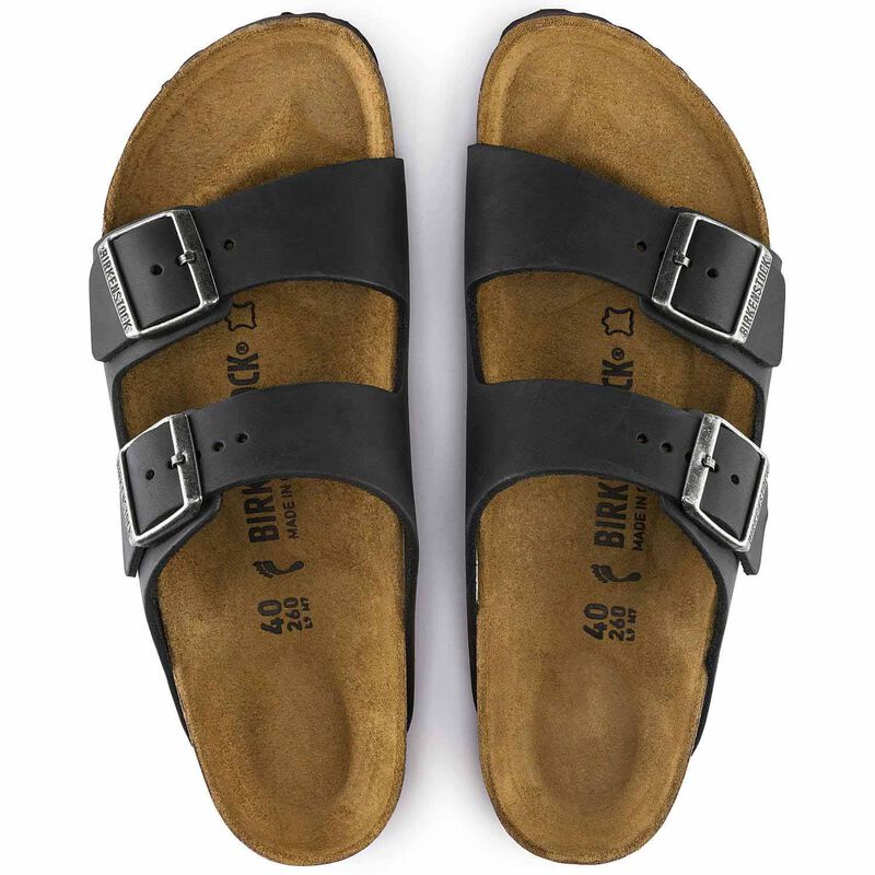 Birkenstock Arizona Oiled Leather Black Regular Width Sandal image number 3