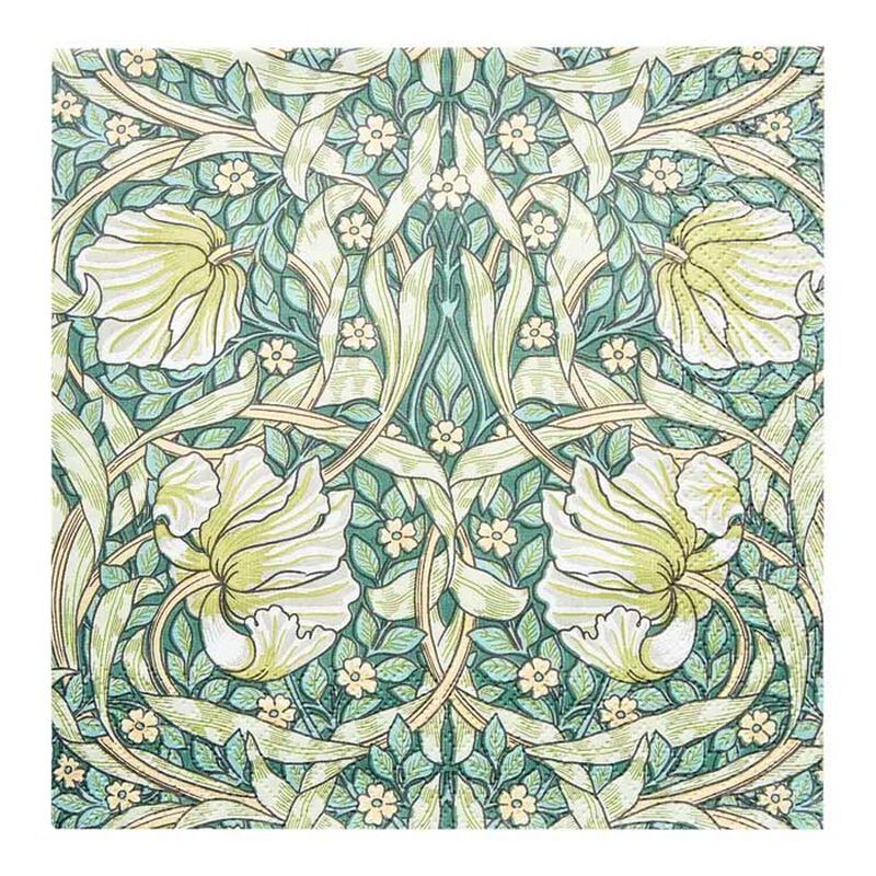 IHR William Morris Pimpernel Green Luncheon Napkin image number 0