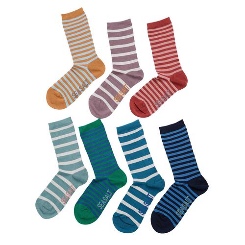 Seasalt Cornwall Gift Box of 7 Sailor Socks Crosscut Mix