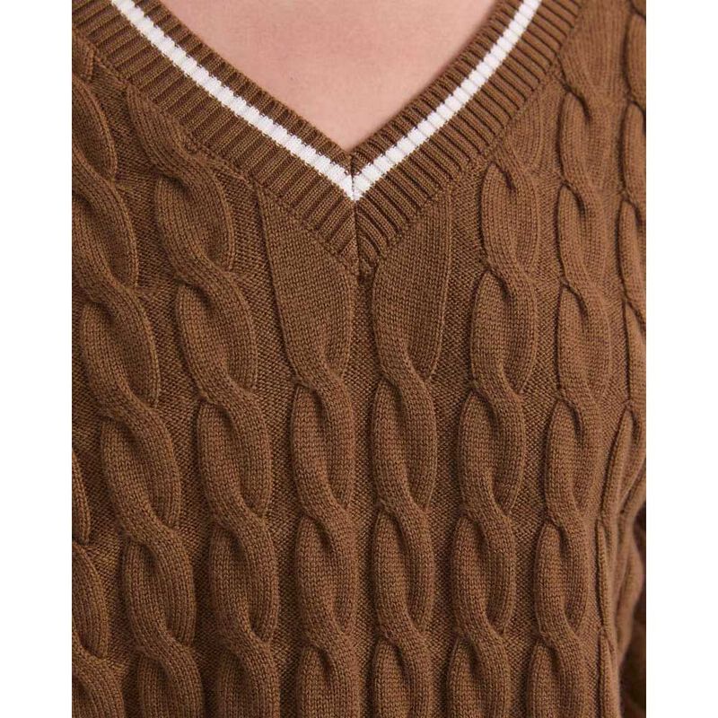 Sportscraft Merino Cable V-Neck Sweater image number 6