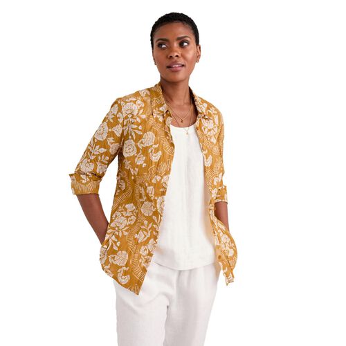 Seasalt Cornwall Larissa Shirt Meadow Border Dark Sienna