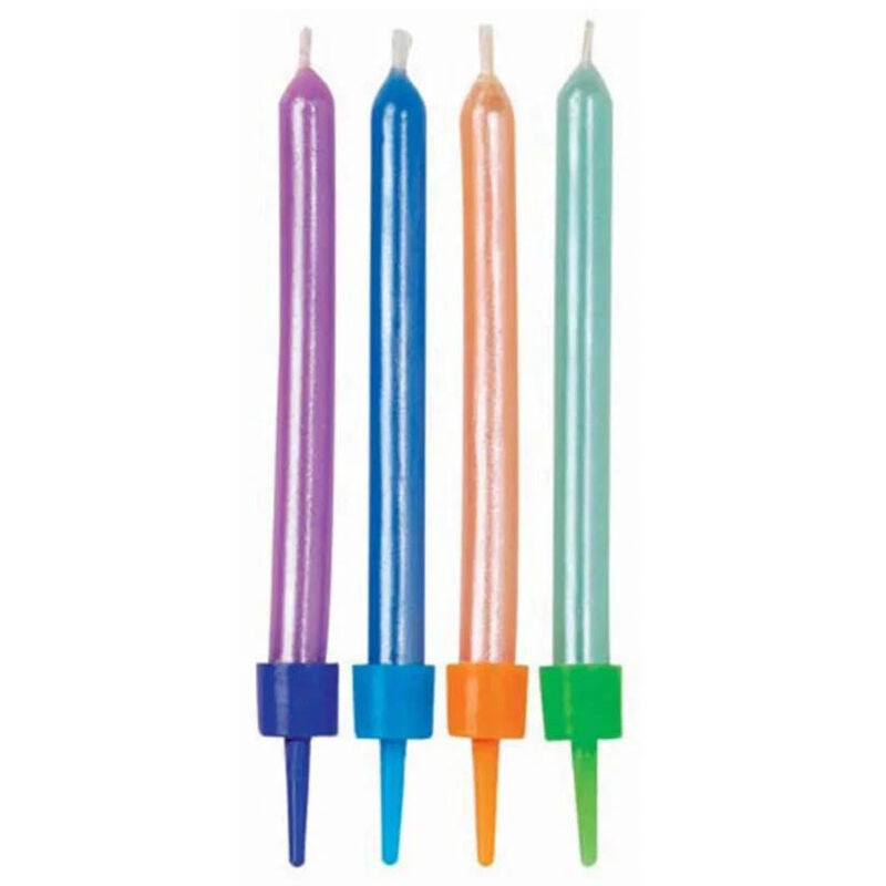Wilton Candles With Holders 10 Pack - Pearlised Multicolour image number 0