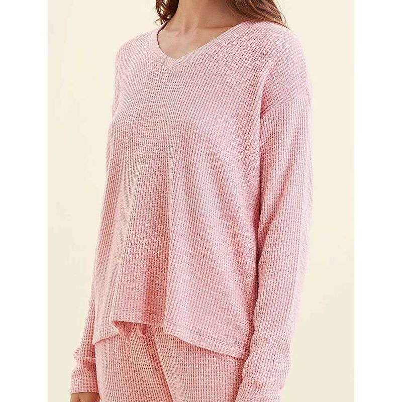 Papinelle Super Soft Waffle V-Neck Ls Top image number 2