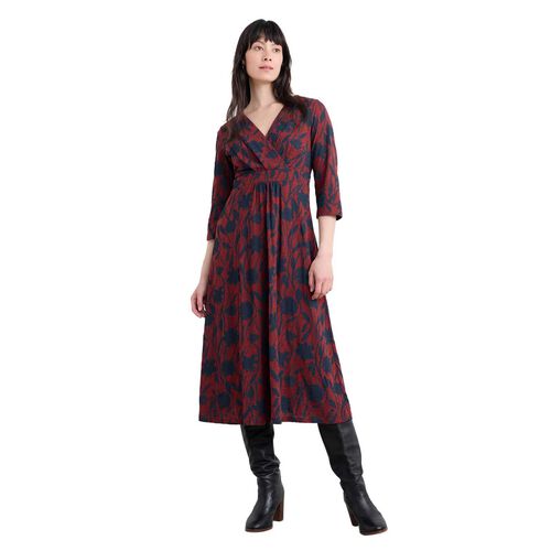 Seasalt Cornwall 3/4 Chapelle Dress Windswept Floral Burgundy