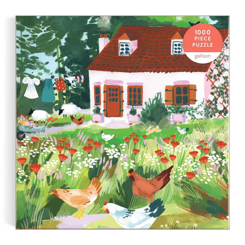 Galison Cottage Wildflowers 1000 Piece Puzzle in a Square Box image number 1