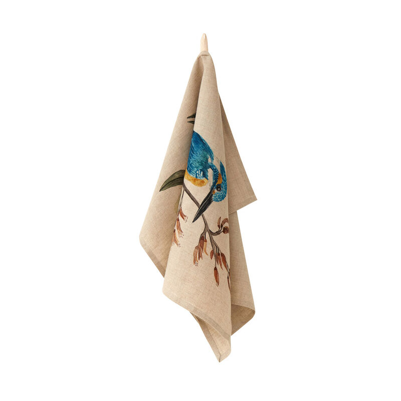 Wallace Cotton Kingfisher Linen Tea Towel image number 1