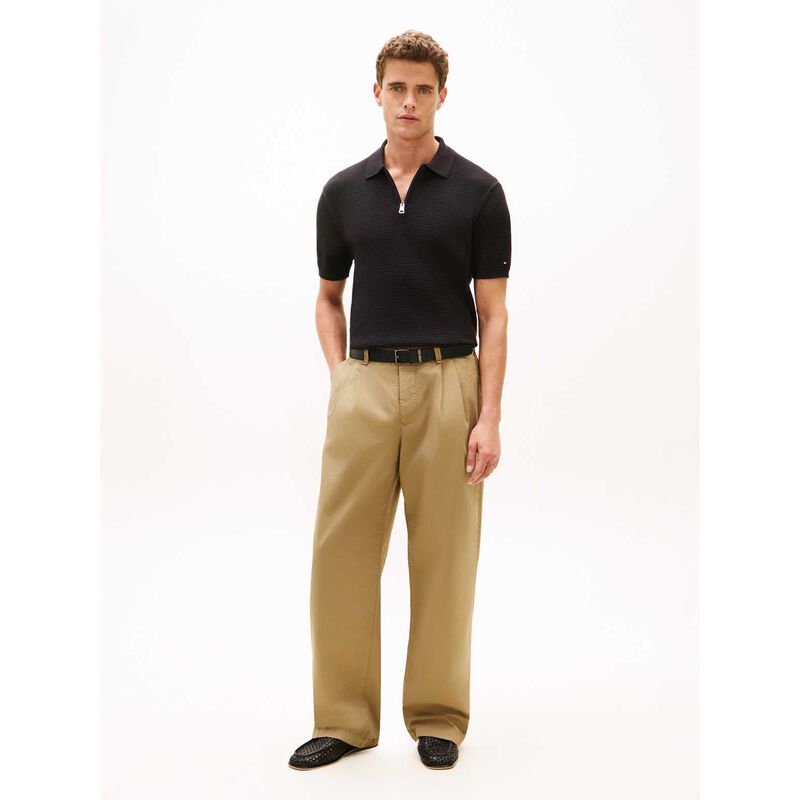 Tommy Hilfiger Regular Fit Textured Knit Zip Polo Shirt image number 3