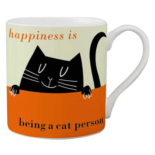 repeat repeat Happiness Peeping Cat Bone China Mug