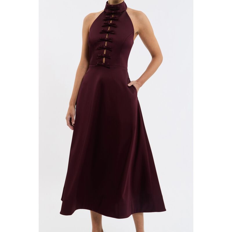 Rebecca Vallance Merlot Halter Midi image number 3