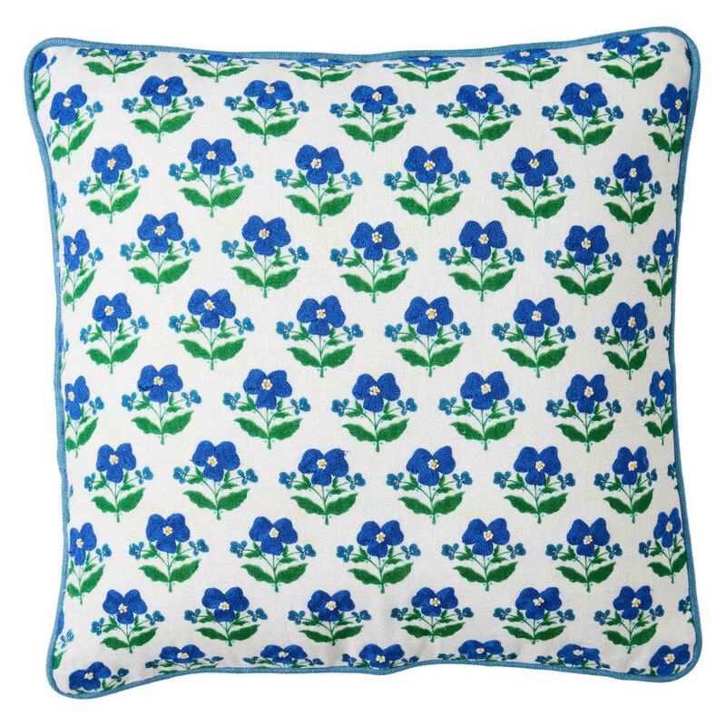 Kip&Co X Anna Spiro Indian Summer White Embroidered Cushion image number 0