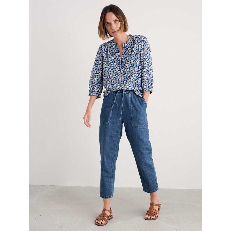 Seasalt Cornwall Willow Path Top Screenprint Daisy Marine image number 3