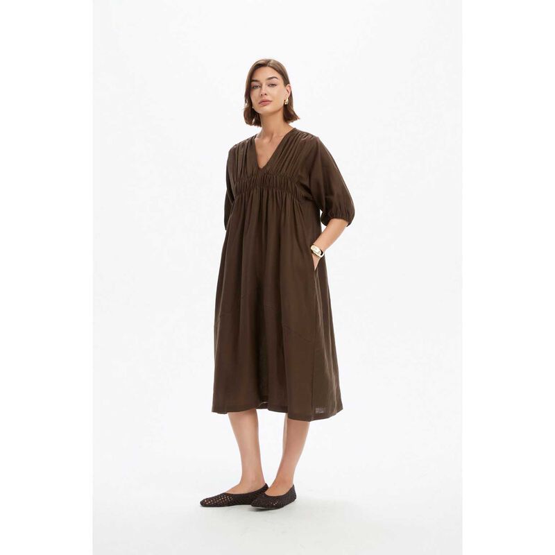 TIRELLI Puff Sleeve Gather Front Dress image number 3