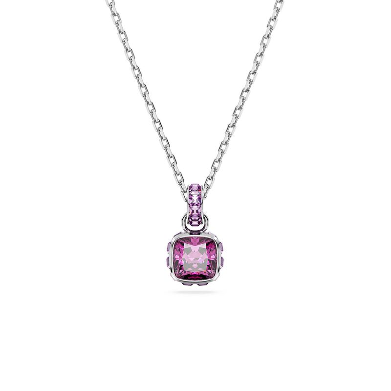Swarovski Birthstone Square Cut Pendant - February Purple image number 0