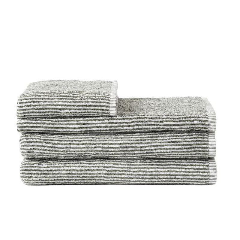 Città Stripe Cotton Hand Towel Olive/White  - 45x75cm image number 1