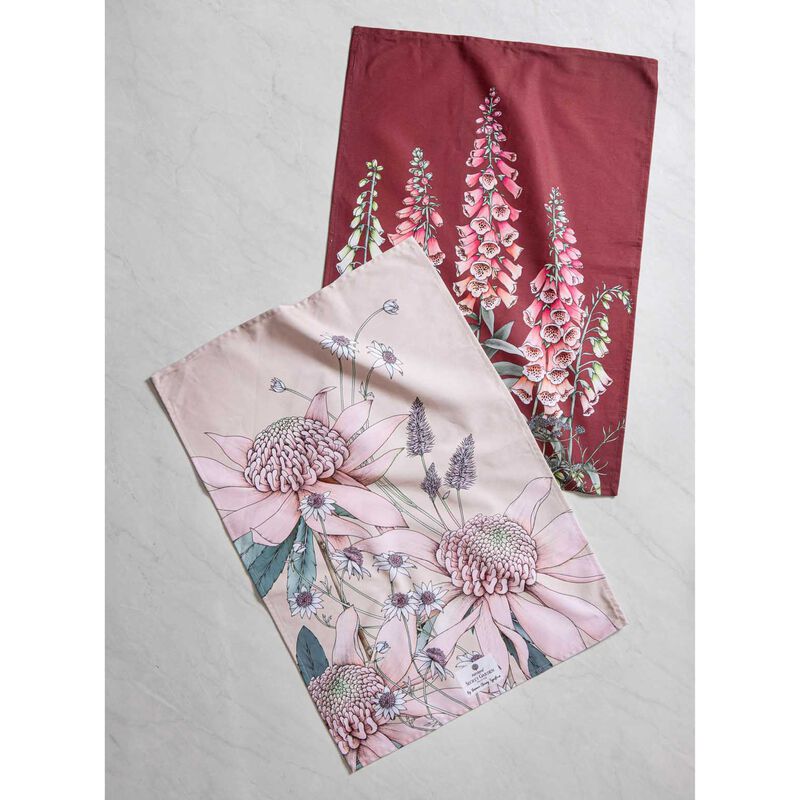 Ashdene Secret Garden Pink Kitchen Towel - 2 Pack image number 1