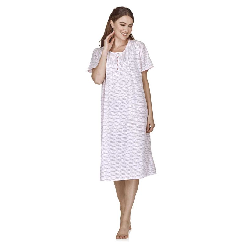 La Marquise Vertical Dots Cotton Rich Jersey Classic Dotted Ss Nightdress image number 6